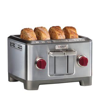 Wolf Gourmet 4-Slice Toaster - Stainless Steel W/Red Knobs