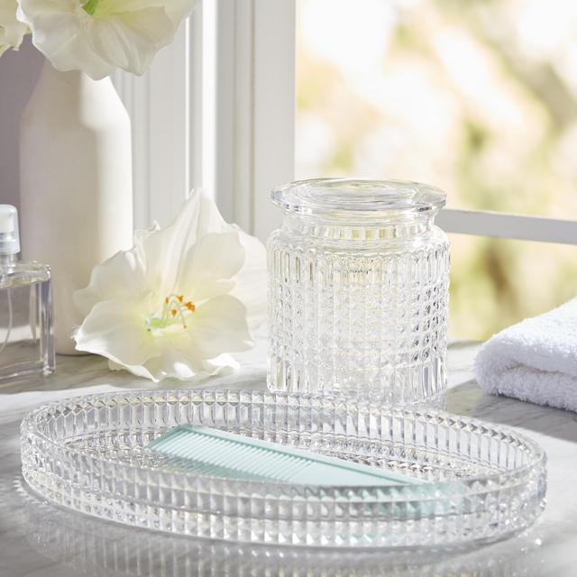 2 Piece Glass Bath Accessory Set by Drew Barrymore Flower Home - Crystal