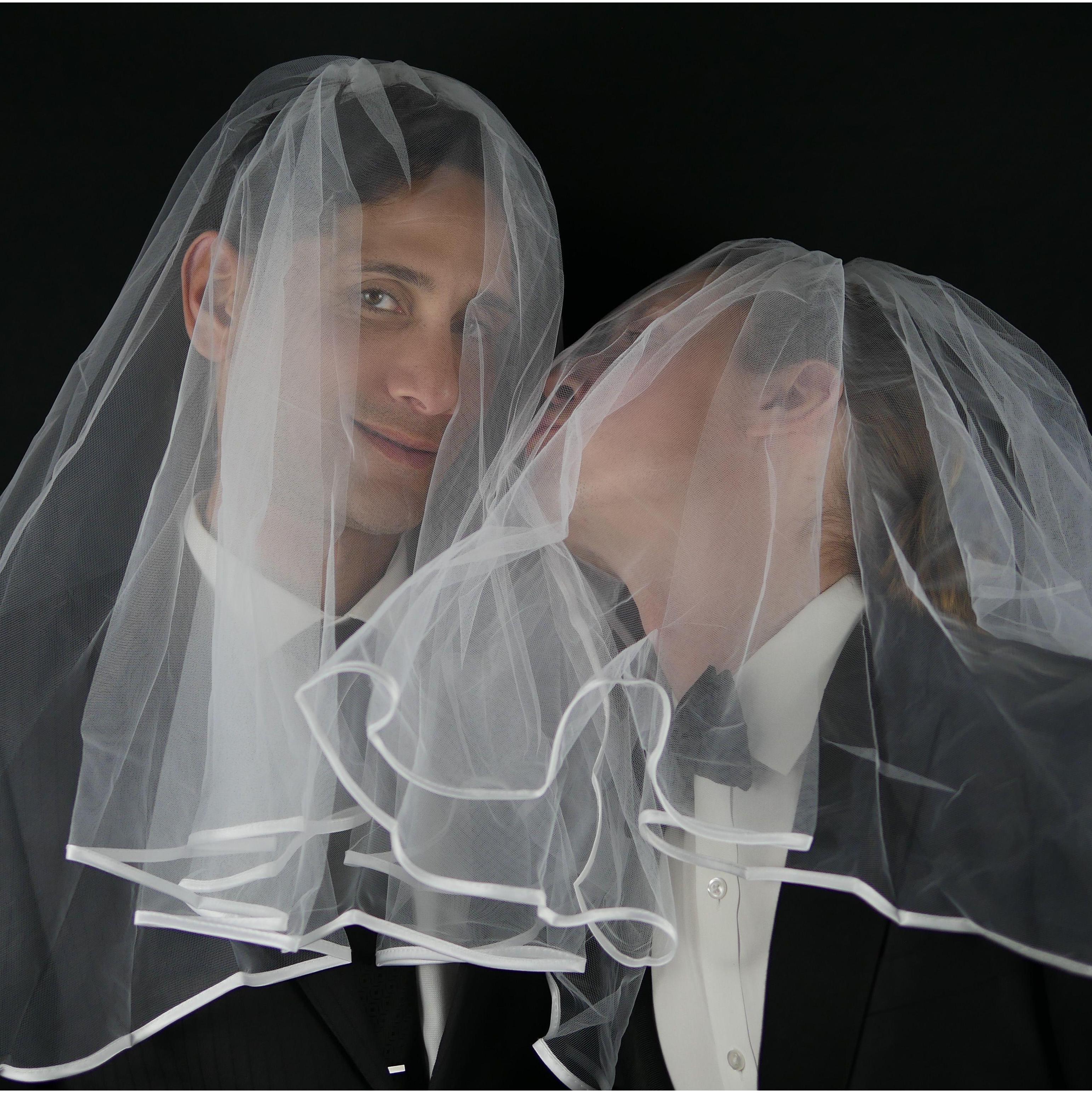 Engagement photo. Lane and John-Paul in full veil mode