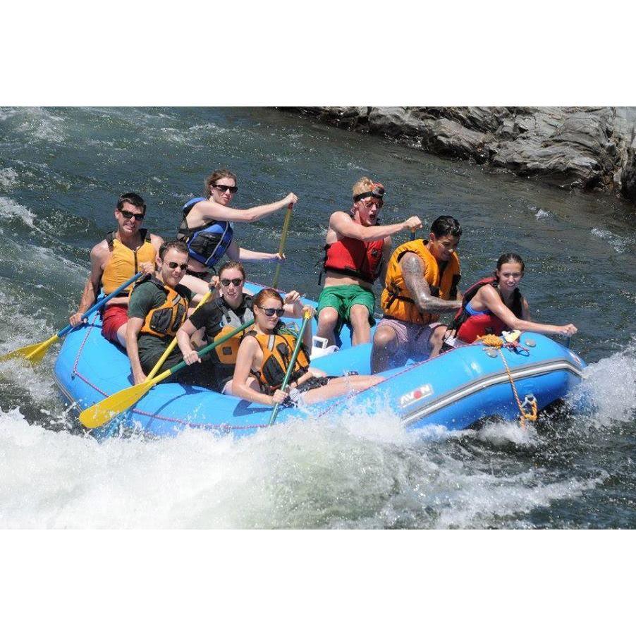 Looking focused and only slightly worried approaching a rapid on the American River, 2014