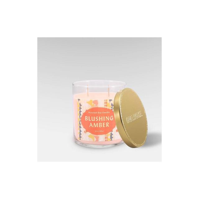 15.1oz Lidded Glass Jar 2-Wick Candle Blushing Amber - Opalhouse™