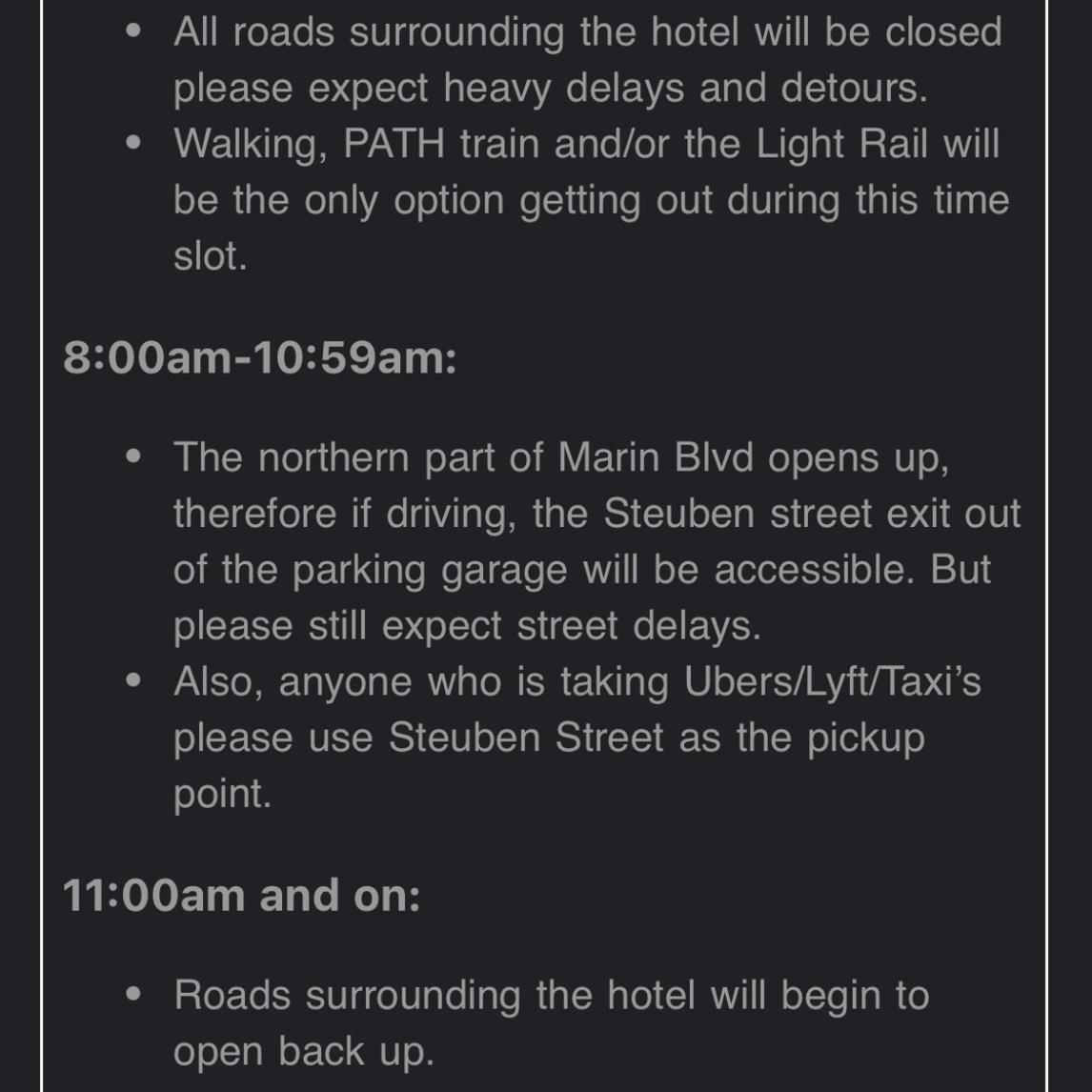 Marathon/street closure information and timeline