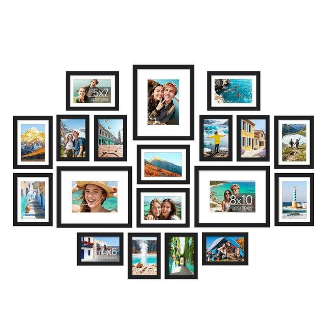 upsimples 19 Pack Picture Frames Collage Wall Decor for Mounting or Tabletop Display, Photo Gallery Frame Set for Family, Multi Sizes Including 8x10, 5x7, 4x6, Black