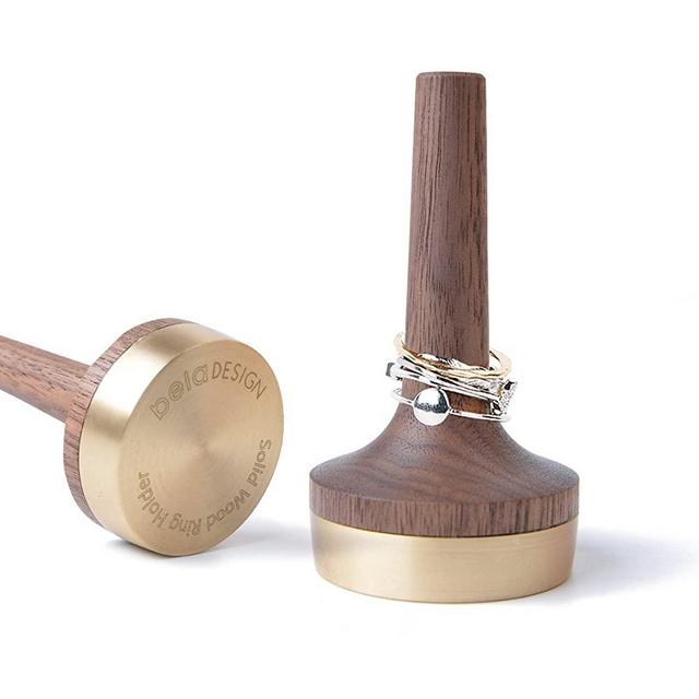 belaDESIGN Wooden Ring Holder for Jewelry Walnut Wood Gift 1 Piece