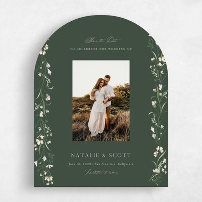Green Arch Wedding Save the Date - Mirtillo Photo