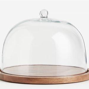 H&M Home Glass Dome with Wooden Tray