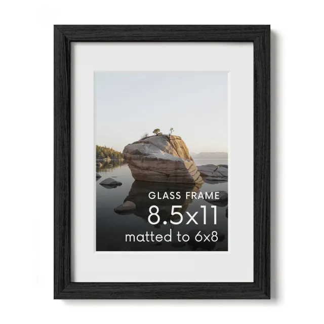 Haus and Hues Oak Picture Frame with Glass, Black, 8.5x11