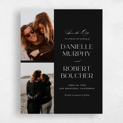 Black Typography Wedding Save the Date - Hilltone Multiphoto