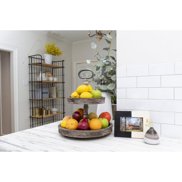 Round 2-Tier Stand Ottoman/Coffee Table Serving Tray