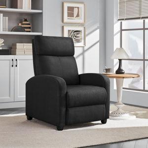 Fabric Recliner Chair Sofa Ergonomic Adjustable Single Sofa with Thicker Seat Cushion Modern Home Theater Seating for Living Room Matte Black