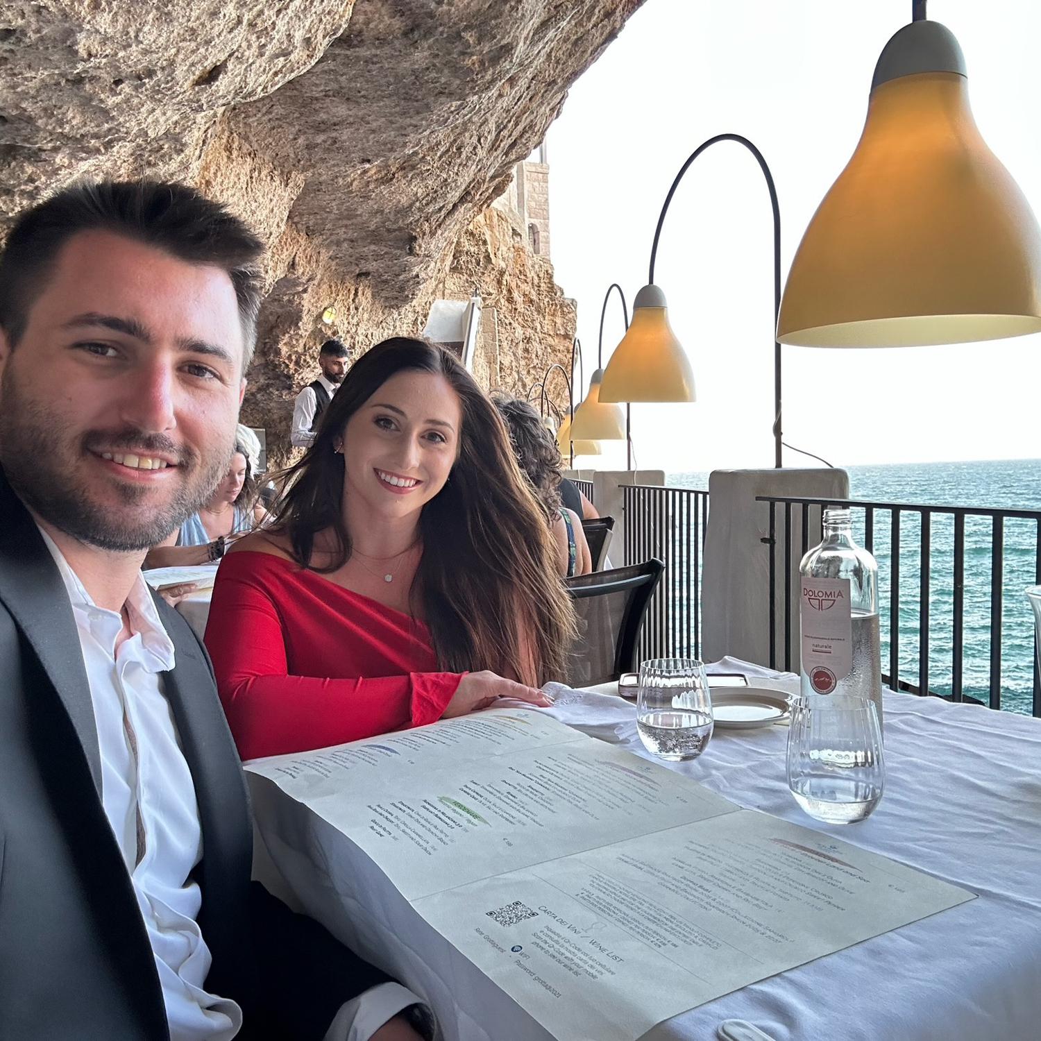 At the Ristorante Grotta Palazzese in Polignano a Mare, Italy - Summer 2023