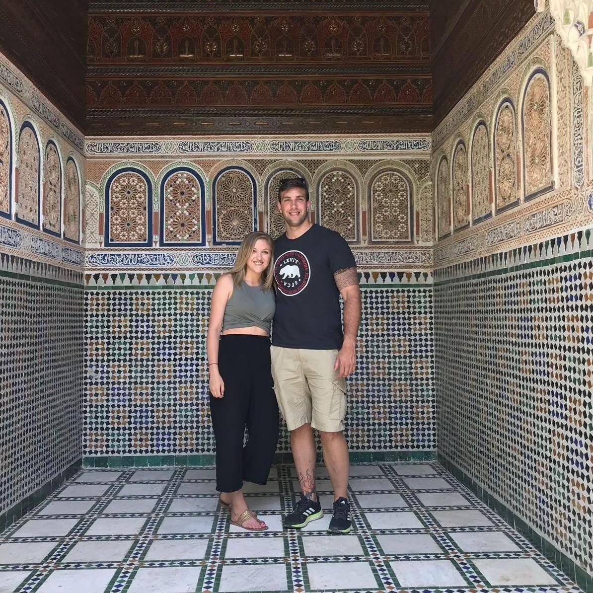 Exploring a beautiful plaza in Marrakech. Not pictured: the sketchy salesmen that swindled us into a "tour" and chased us out when we didn't buy camelskin poufs. #touristfail