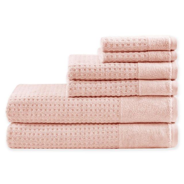 Madison Park 6-Piece Spa Waffle Bath Towel Set in Pink