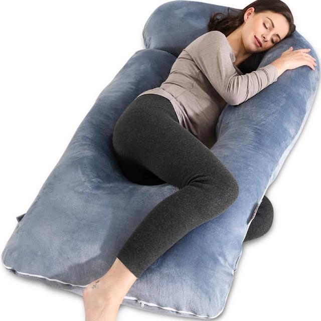 Chilling Home Pregnancy Pillow, 60 inches Full Body Pillow Maternity Pillow for Pregnant Women, Comfort U Shaped Zootzi Pillow with Removable Washable Velvet Cover(Grey, 60 x 28 inches)