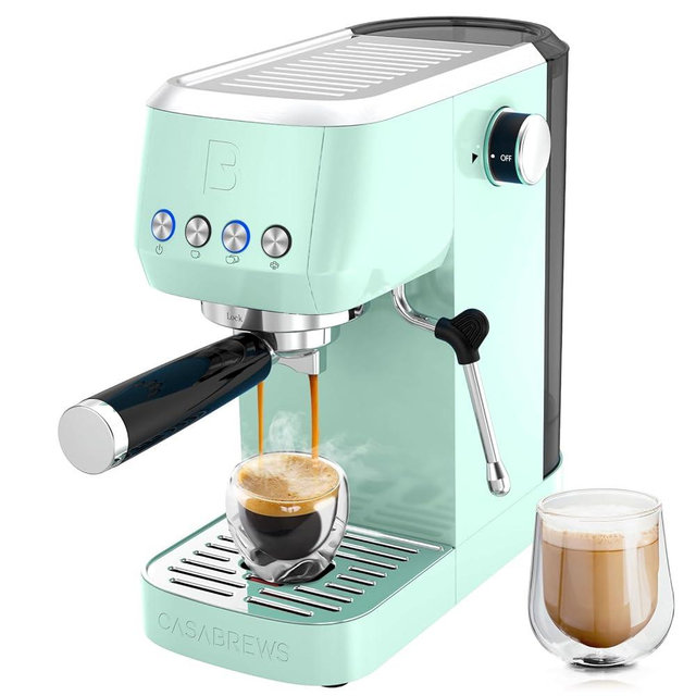 CASABREWS 3700 Essential Espresso Machine 20 Bar, Compact Coffee Maker with Steam Frother for Cappuccino, Latte, 49oz Water Tank, Pastel Green