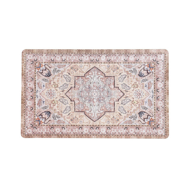 World Rug Gallery Traditional Medallion Cushioned Anti Fatigue Kitchen, Laundry Room, Comfort Indoor Mat, Door Mat - BEIGE 18'x30'