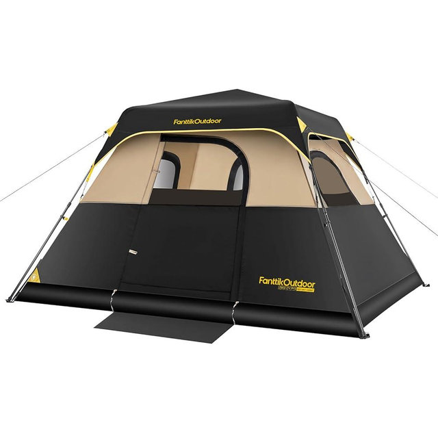 FanttikOutdoor Camping Tent 4/6/8/10 Person Instant Cabin Tent Setup in 60s with Rainfly & Windproof Portable Tent with Carry Bag for Family Camping & Hiking, Upgraded Ventilation