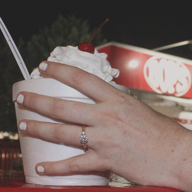 Our first date was at Bop's ice cream so it was only fitting that we took our engagement photos there!