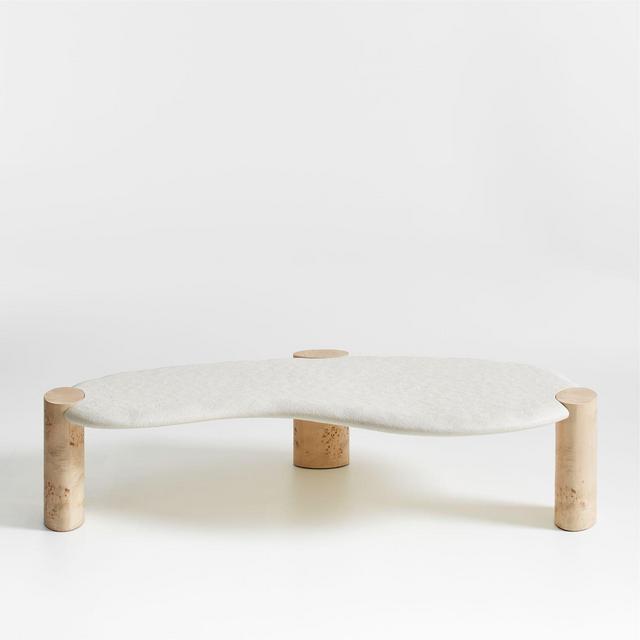 Sassolino Concrete and Burl Wood Coffee Table by Athena Calderone