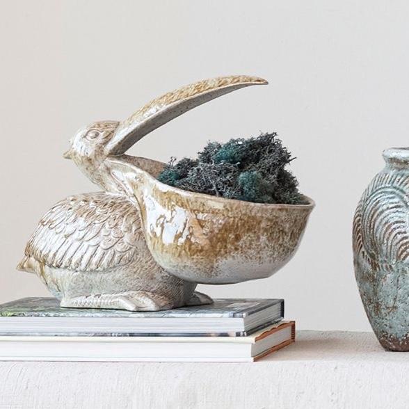Stoneware Coastal Pelican Planter
