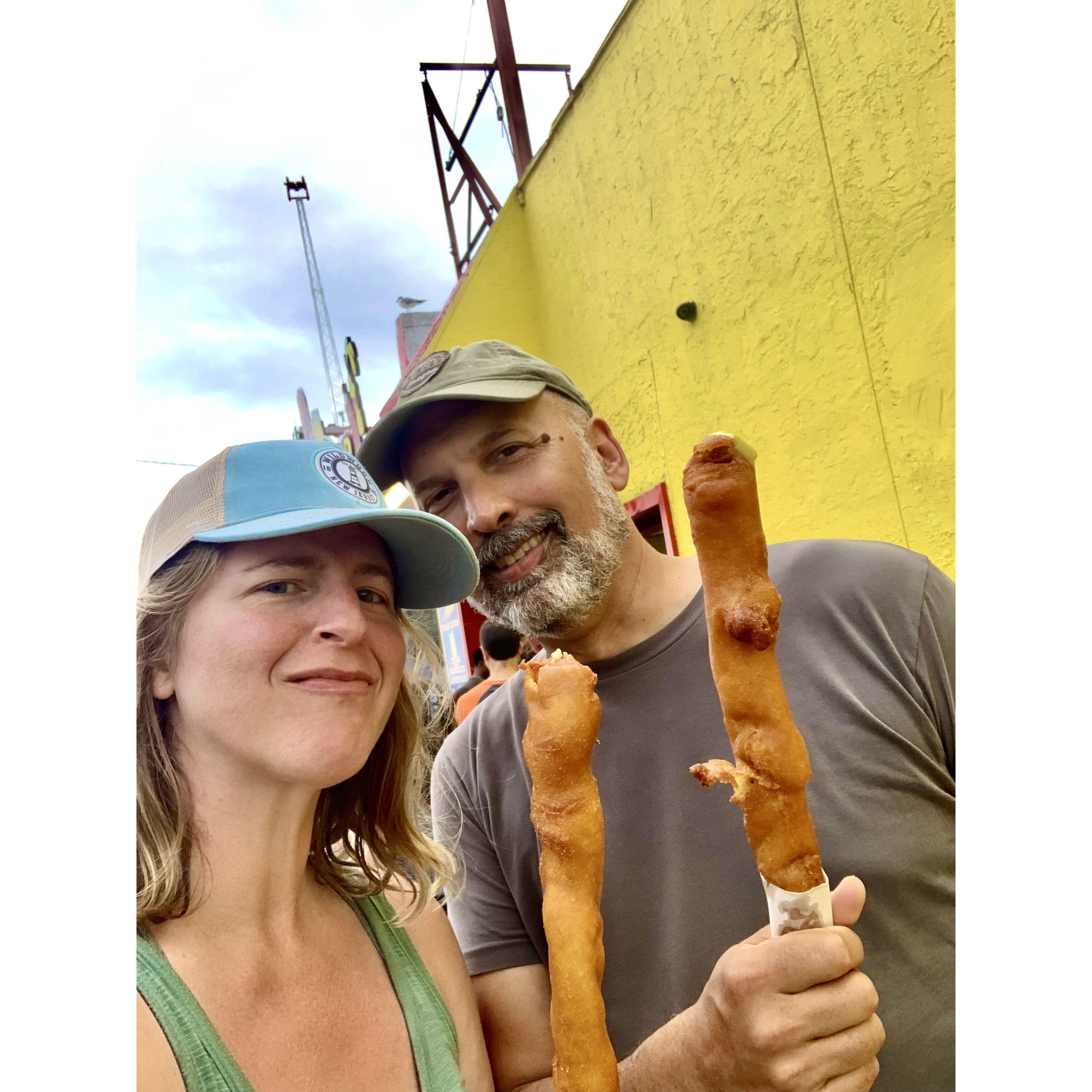 On the Jersey shore with some impressive corndogs!