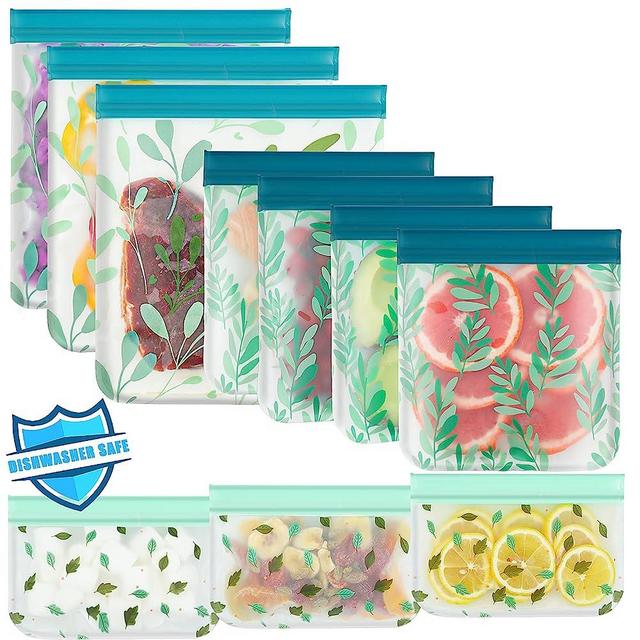 10 Pack Dishwasher Safe Reusable Bags Silicone, Leak proof Reusable Freezer Bags for Food Storage Home Organization Traval & Make-up BPA FREE for Food Storage Home BPA FREE for Salad Fruit