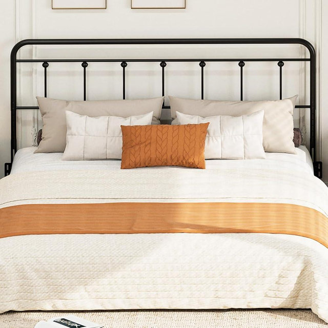 ARICOEASY Metal King Size Headboard Only, Adjustable Height, Steel King Headboard with Bed Frame Brackets Adapter, Farmhouse Victorian Style, Easy Assembly, Black
