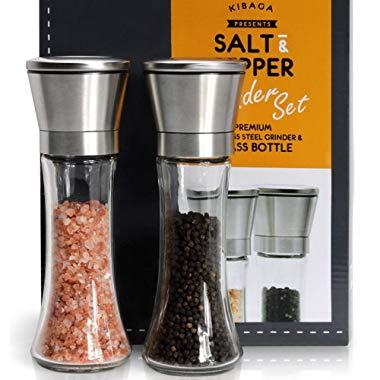 Elegant Salt And Pepper Grinder Set Of 2 - Premium Stainless Steel Pepper Grinder - Enjoy Your Favorite Spices, Fresh Ground Pepper, Himalayan Or Sea Salts