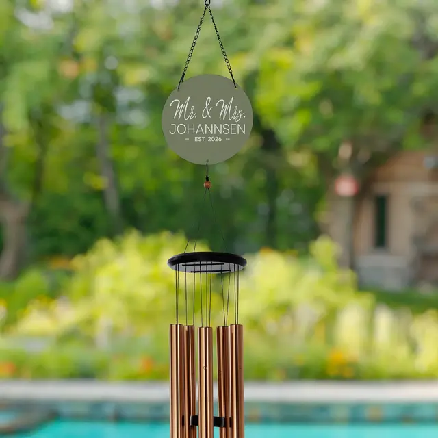 Stamped Elegance Personalized Color Printed Wedding Wind Chimes