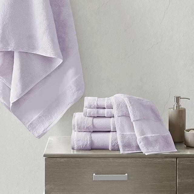 MADISON PARK SIGNATURE Cotton 6 Piece Bath Towel Set with Lavender MPS73-475