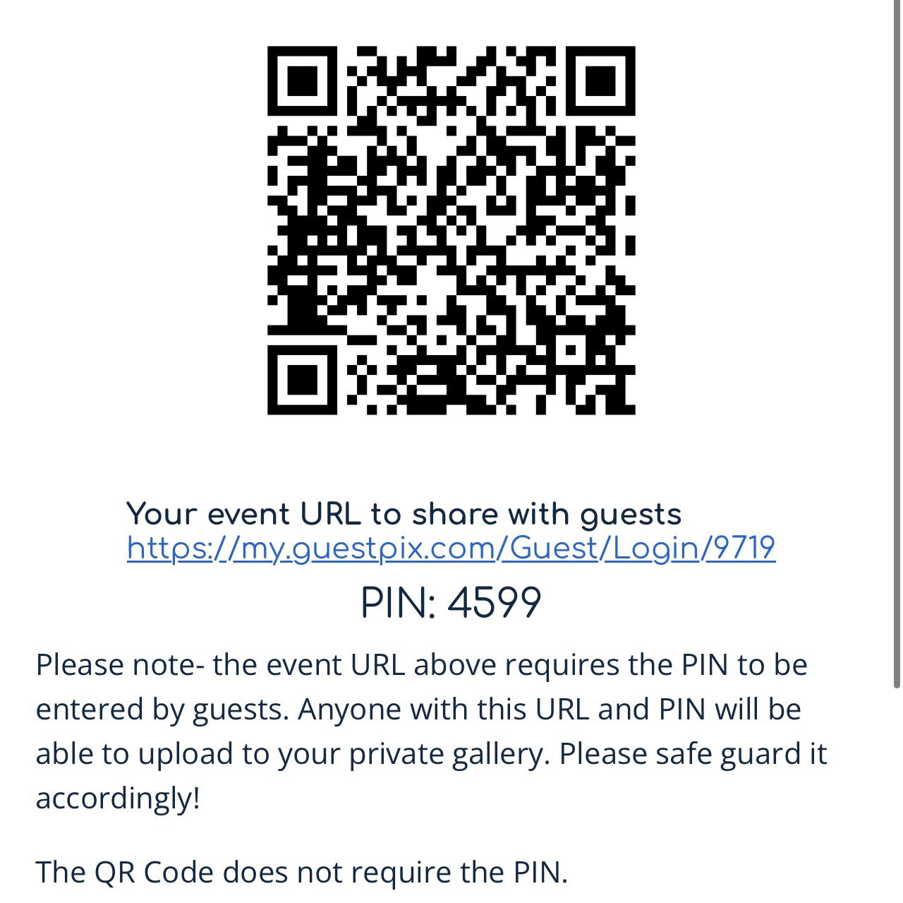 We would love to see the wedding through your eyes. Upload candid photos by simply scanning QR code or click link then type the PIN. You can also leave guestbook message here.