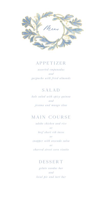 Blue Oval Wedding Menu - Briar Foil