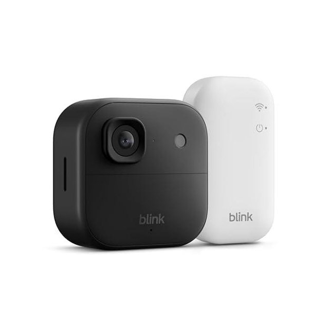 Blink Outdoor 2K+ (newest model) — Wireless smart security camera, 2K video resolution, color night vision, enhanced audio, two-year battery. Sync Module Core included — 1 camera system (Black)