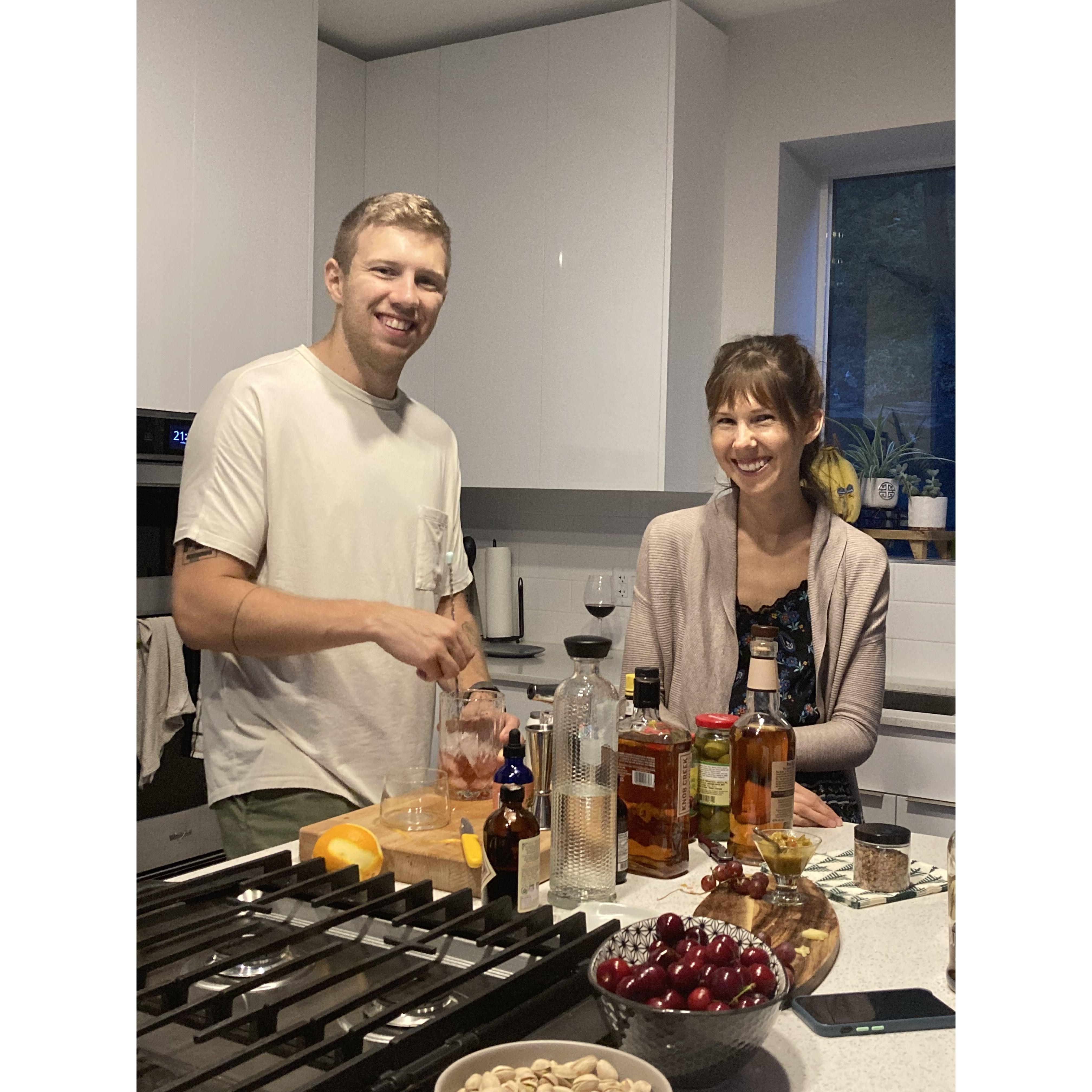 Mixing cocktails for Logan's Grandparents 