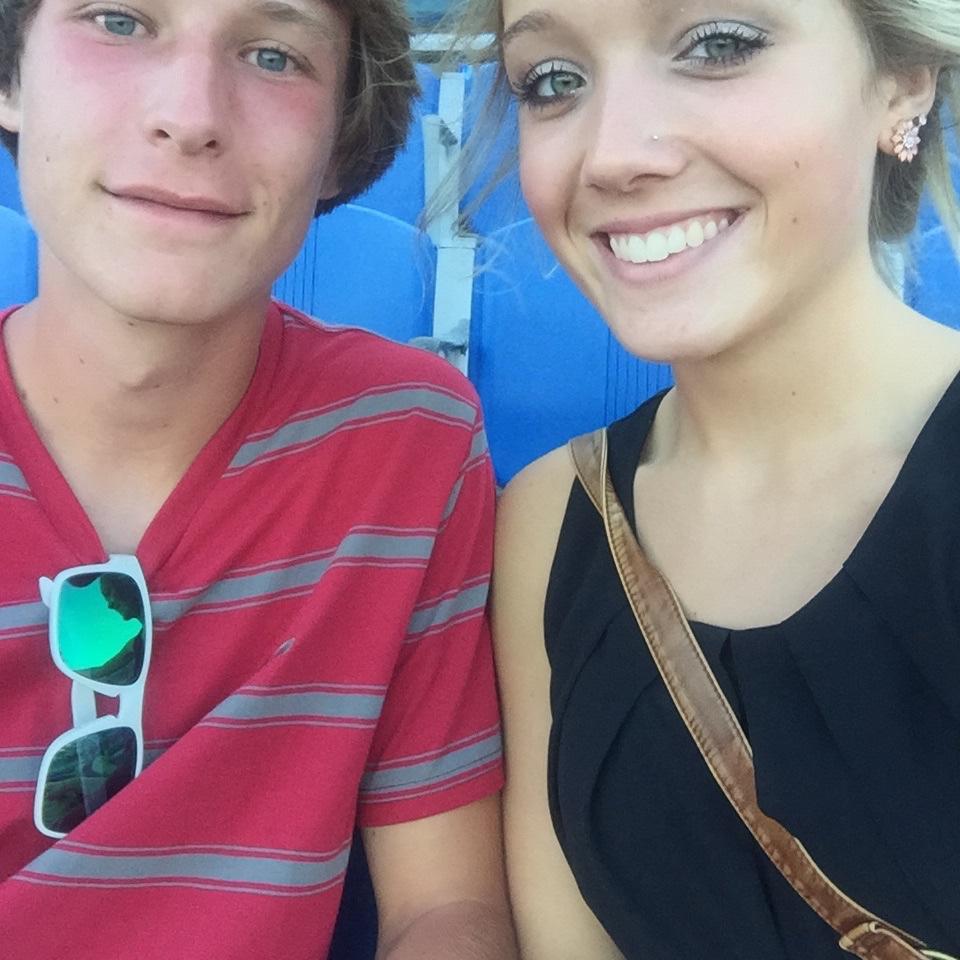 Celebrating our one year anniversary as boyfriend and girlfriend at a canaries game!
