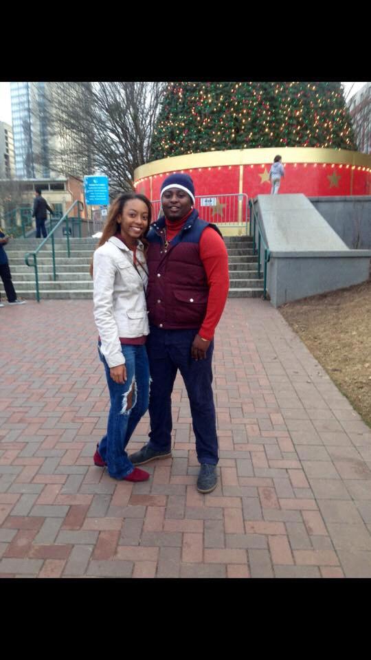 New Years Day 2015 (our 1-year of dating anniversary). We had just finished ice skating for the first time!