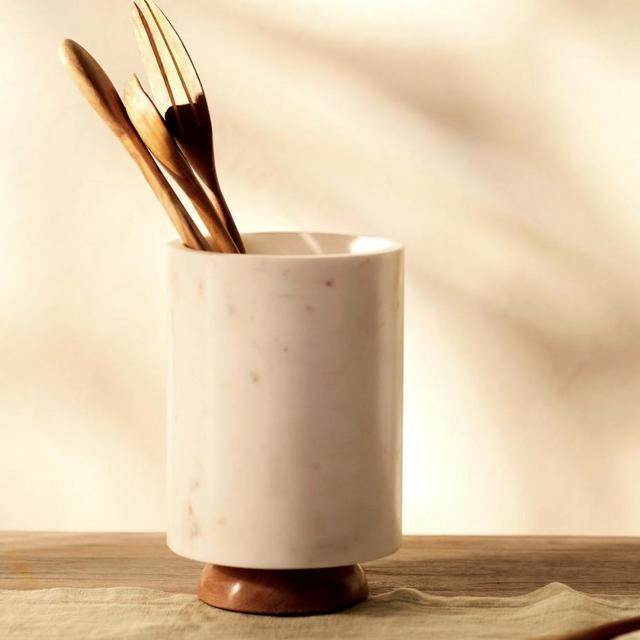 Marble Footed Utensil Holder