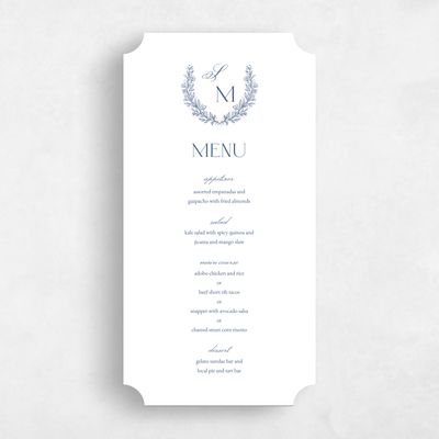 Blue Ticket Wedding Menu - Oakdale