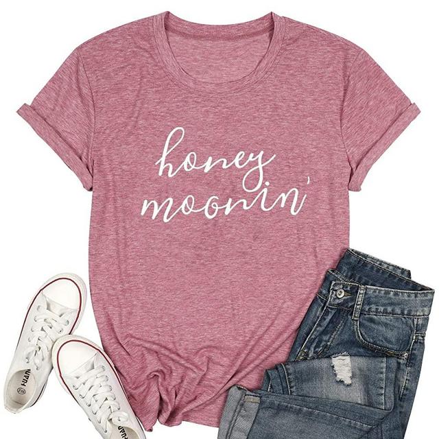 Honeymoon Shirt Honeymoonin Shirts Funny Women Bride Vacation Tees Casual Short Sleeve Tops