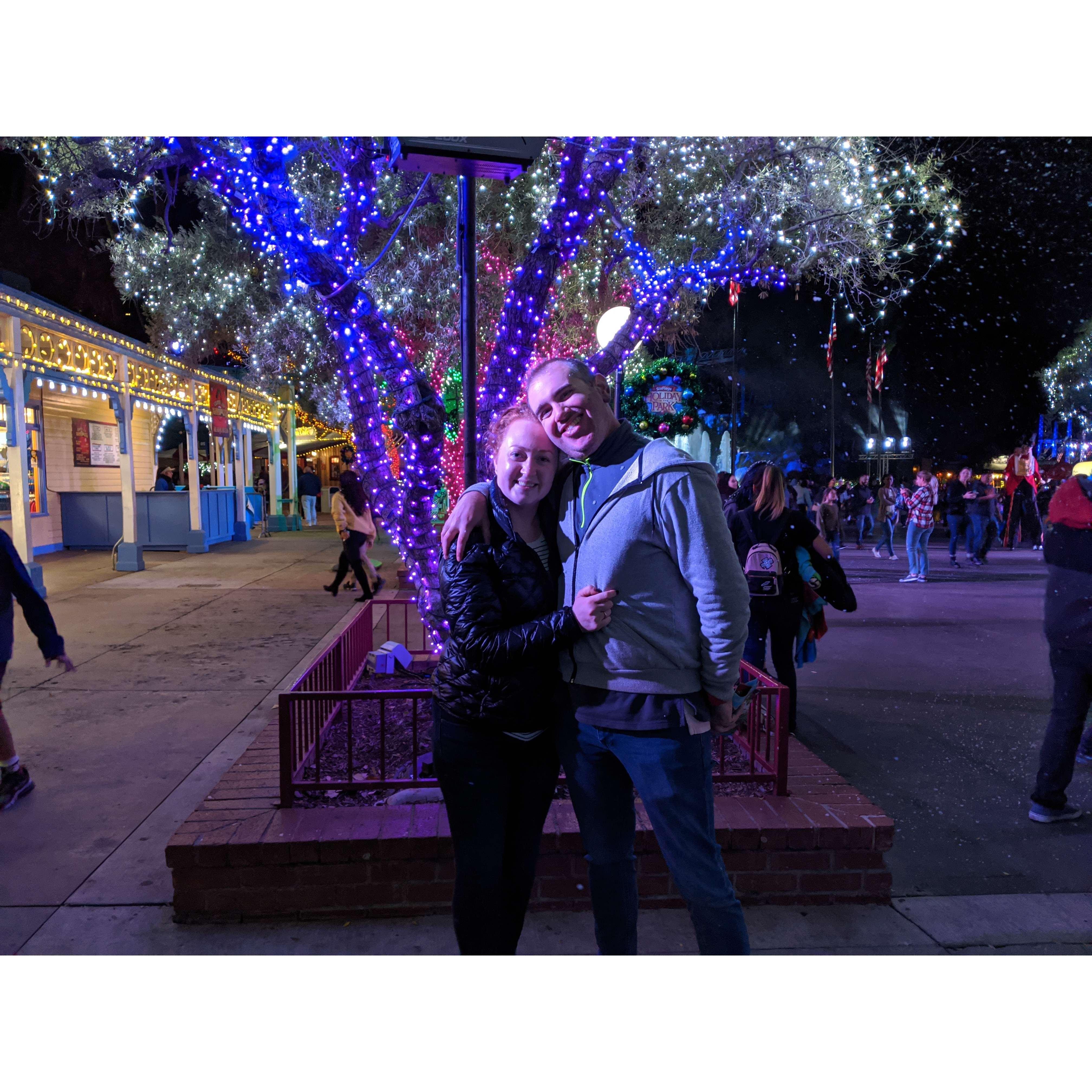 Christmas time riding roller coasters and drinking boozy butter beer at Harry Potter world in Los Angeles, California