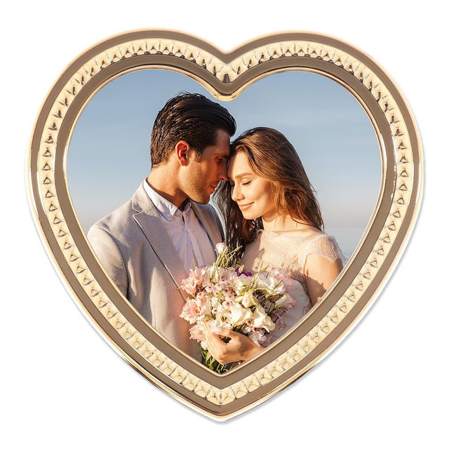Lawrence Frames Metal Frame, Mini Pyramid, Gold, 4x4 Heart
