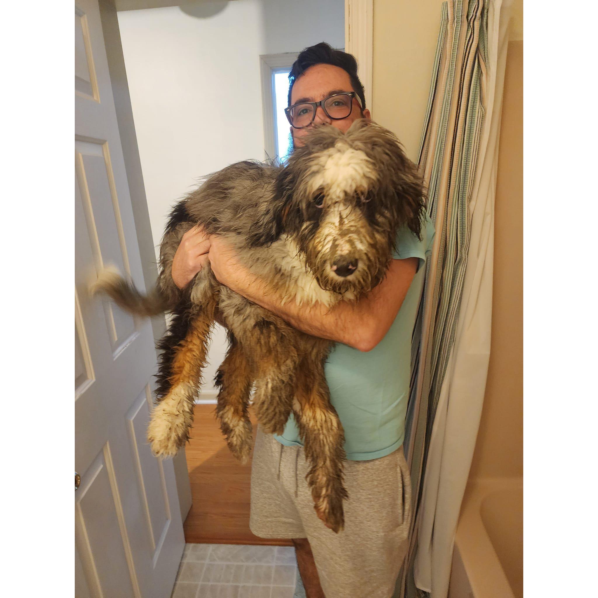 Sully's first time experiencing mud