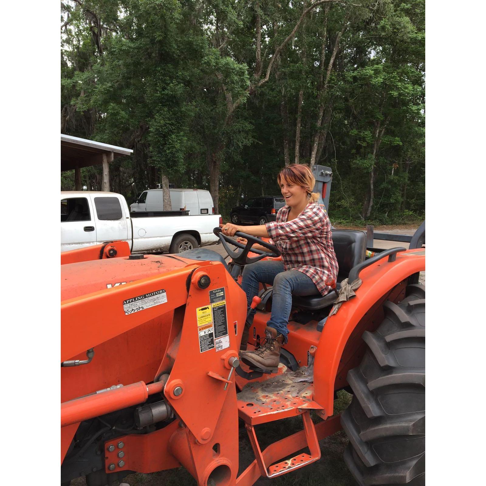 Blythe, after she learned how to drive a tractor