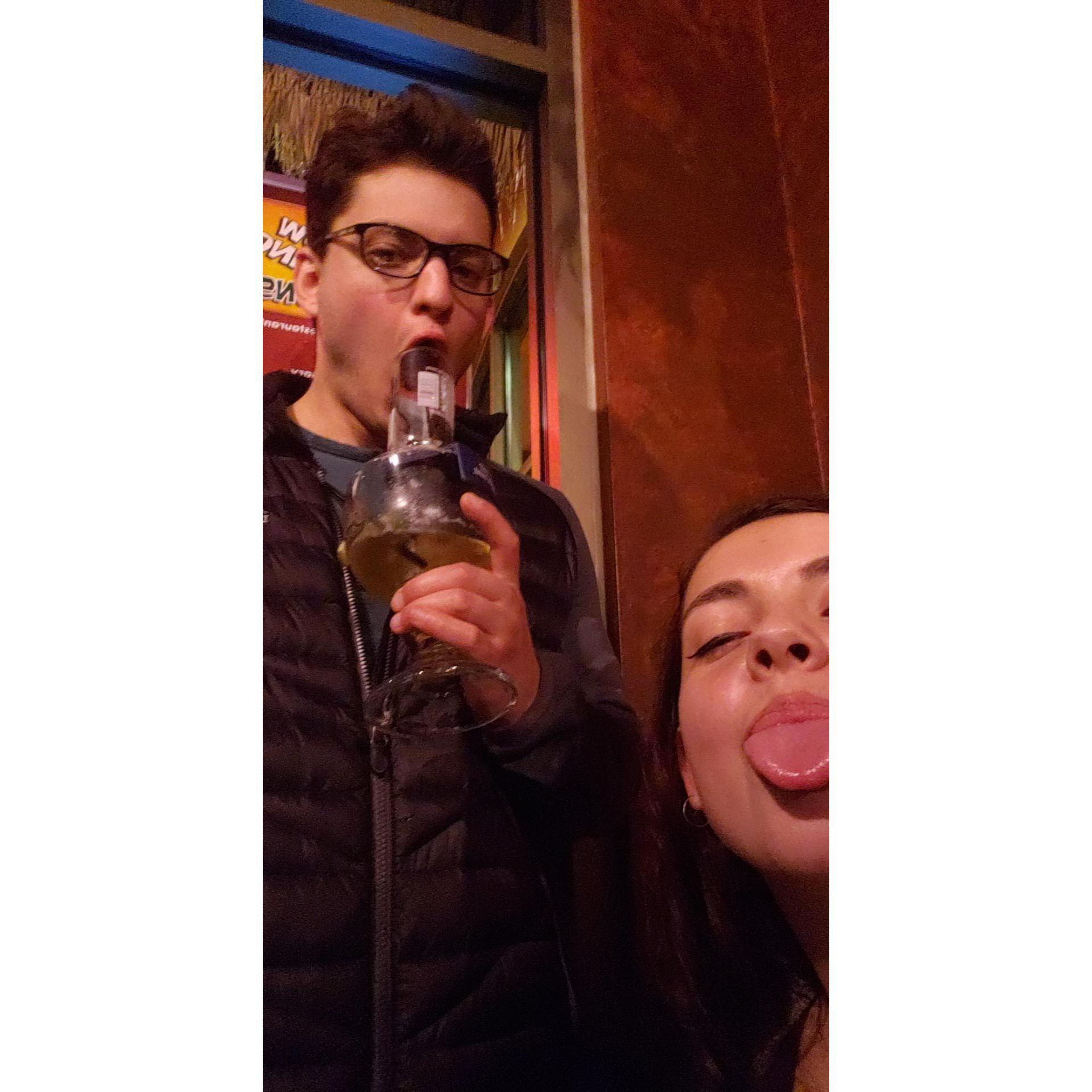 First time Wyatt came to visit me in Green Bay. He really liked that margarita.