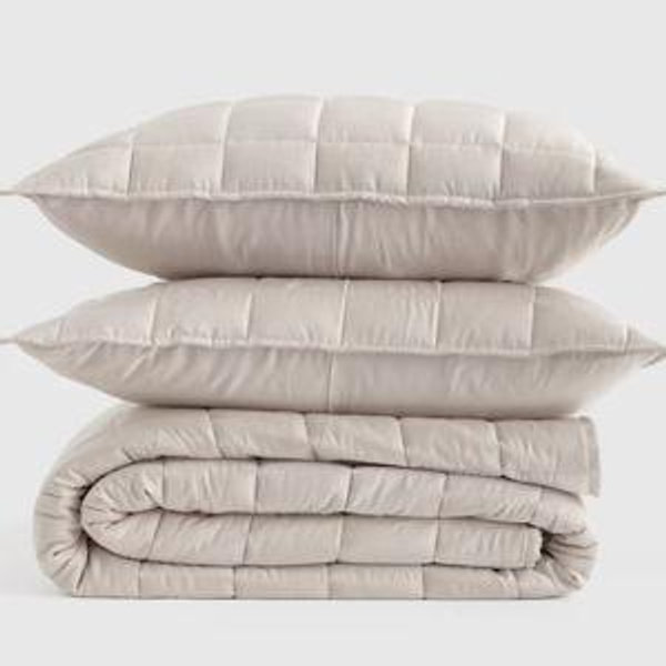 King Sized Bamboo Box Quilt Set - Sand