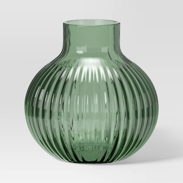 Round Glass Vase Green - Room Essentials™