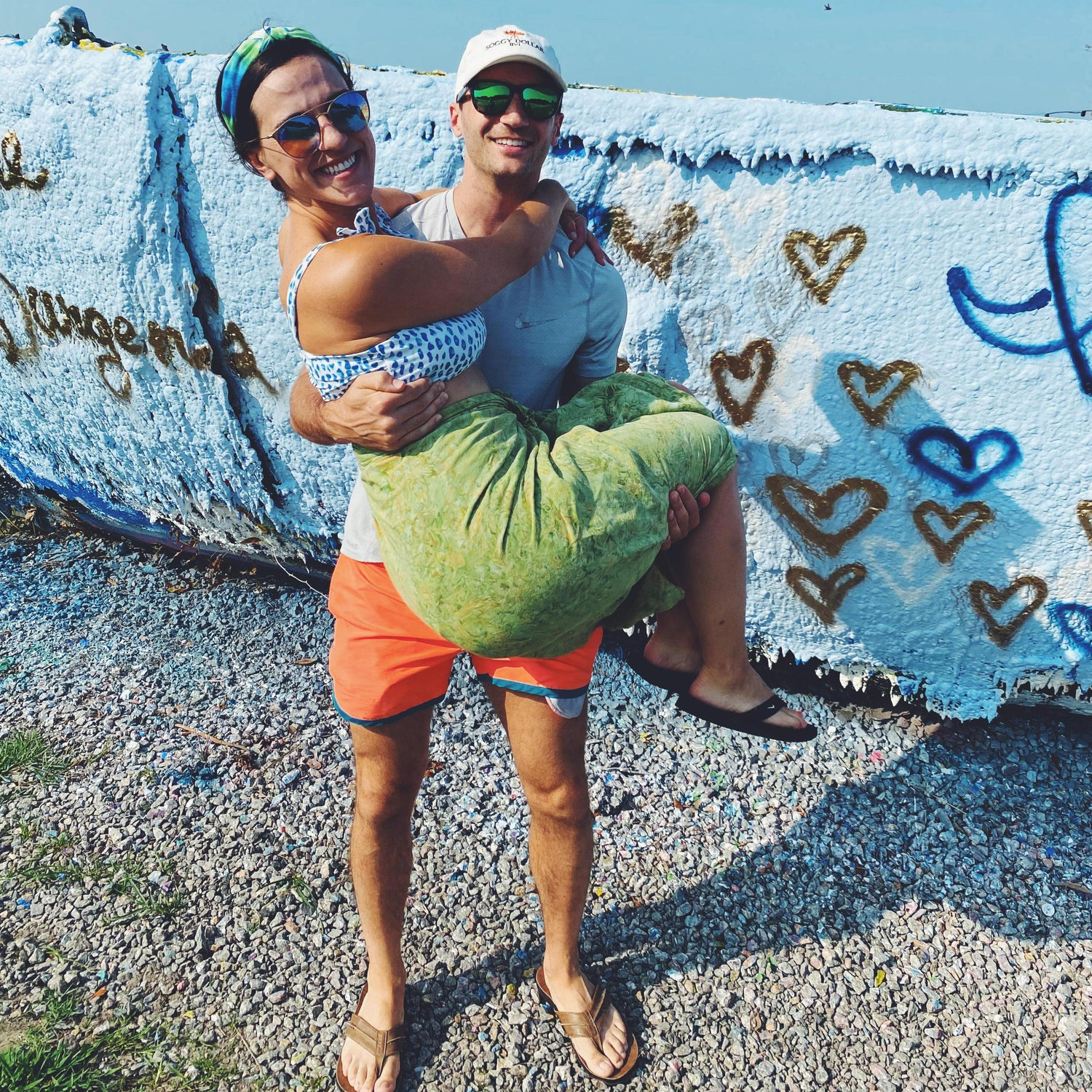 Painted "I said yes!" on the Folly Boat