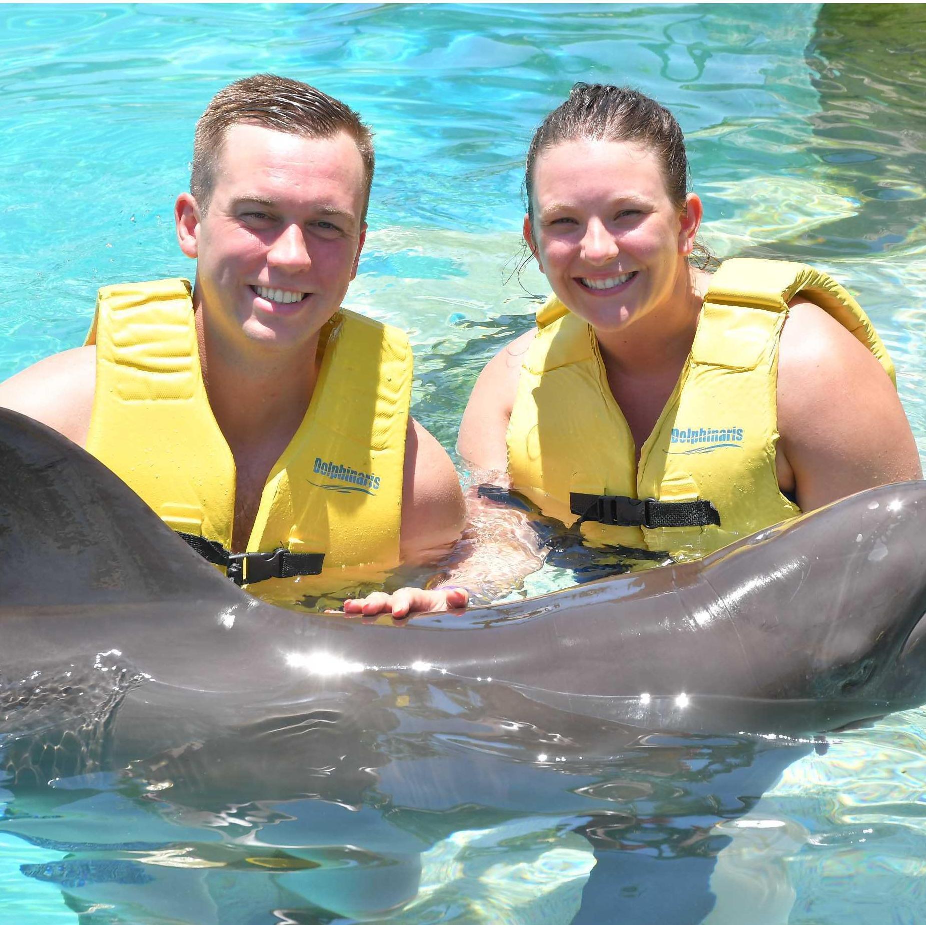 Swimming with dolphins in Mexico