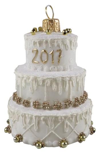 Handblown Glass Wedding Cake Ornament