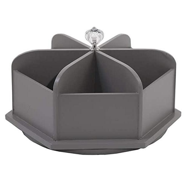 Spinning Desktop Organizer – Hexagon 6 Compartment Rotating Mail and Stationary Holder – Quality Wooden Design – Pen and Pencil Cup and Sorter – by Designstyles (Gray with Crystal knob)